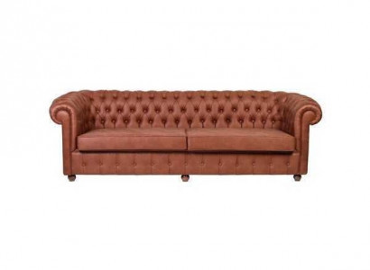 Brauner Dreisitzer Chesterfield 3-er Wohnzimmer Couch Moderne Sofas